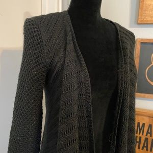 American Eagle Black Metallic Knit Waterfall Front